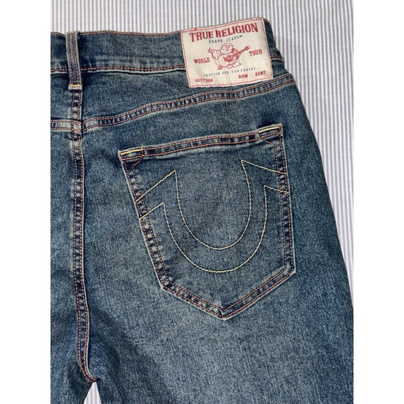 True Religion Rocco Mens Relaxed Skinny Jeans Medium Wash Size 33 - Picture 7 of 11